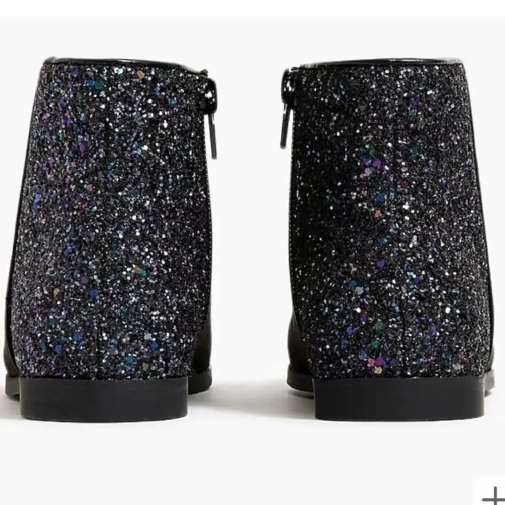 Crewcuts black half glitter boots